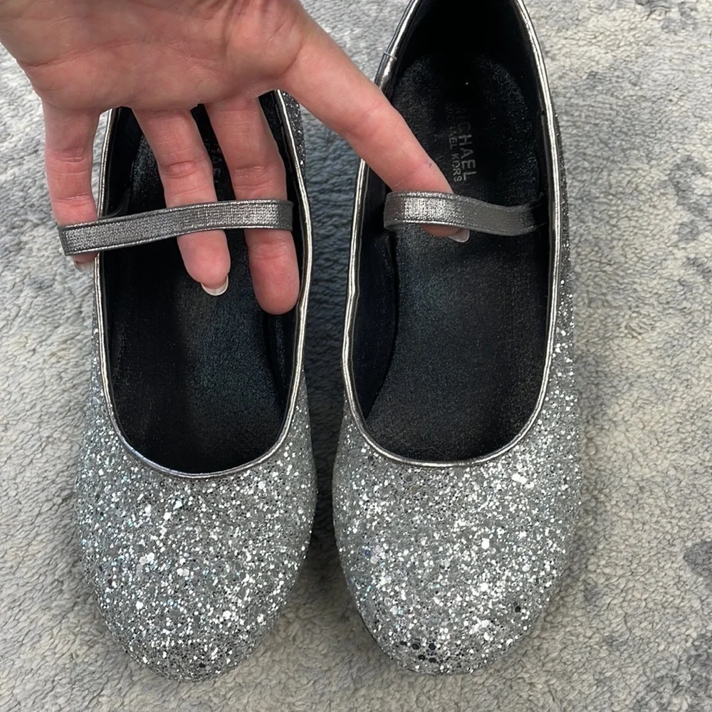MICHAEL Michael Kors Gemini Dax Glitter Mary Jane Kitten Heel Pumps Ombre Silver